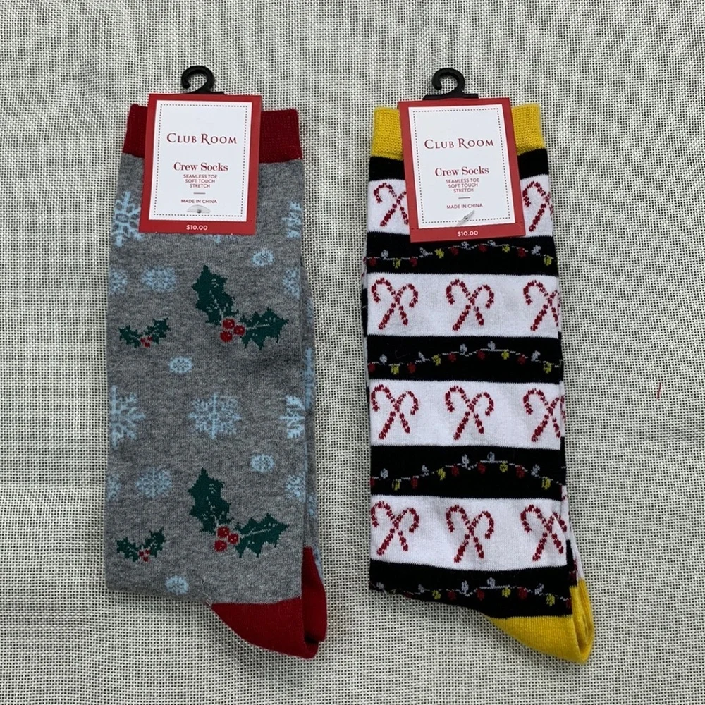 Club Room Men's Printed Long Crew Socks